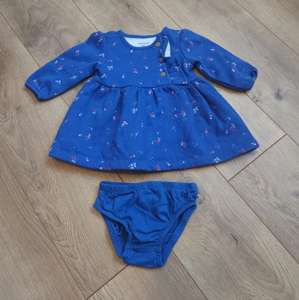 3m Fleece Lined Floral Dress with Bloomers